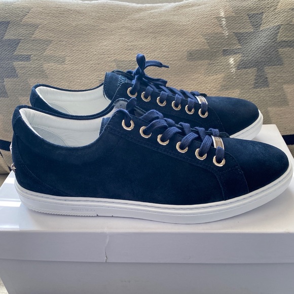 Jimmy Choo cash studded stars fine suede blue navy SZ 11 NWT - Picture 2 of 7